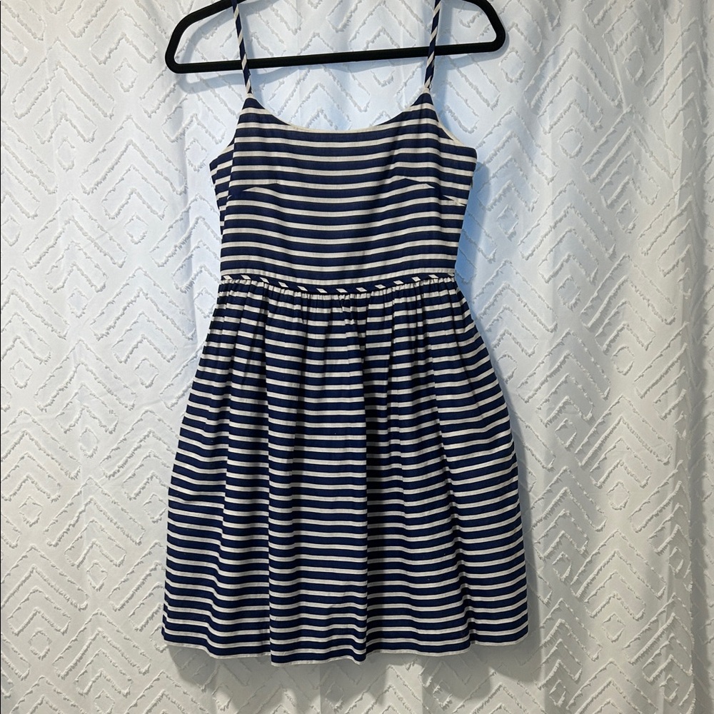 J Crew Navy & White Striped Sun Dress